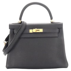 Hermes Kelly Handbag Noir Togo with Gold Hardware 28