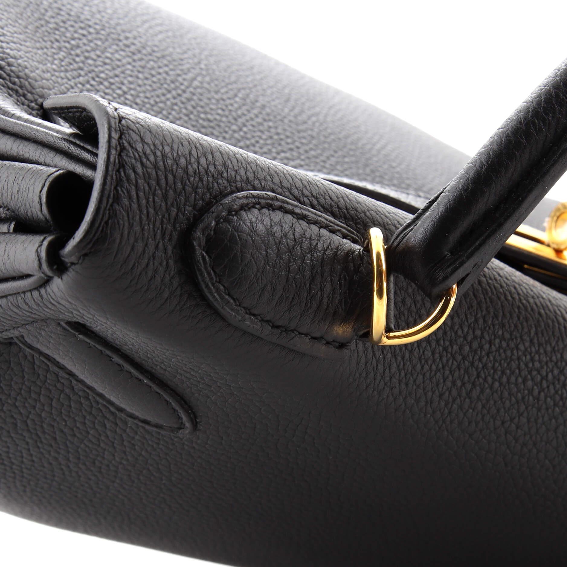 Hermes Kelly Handbag Noir Togo with Gold Hardware 32 For Sale 6