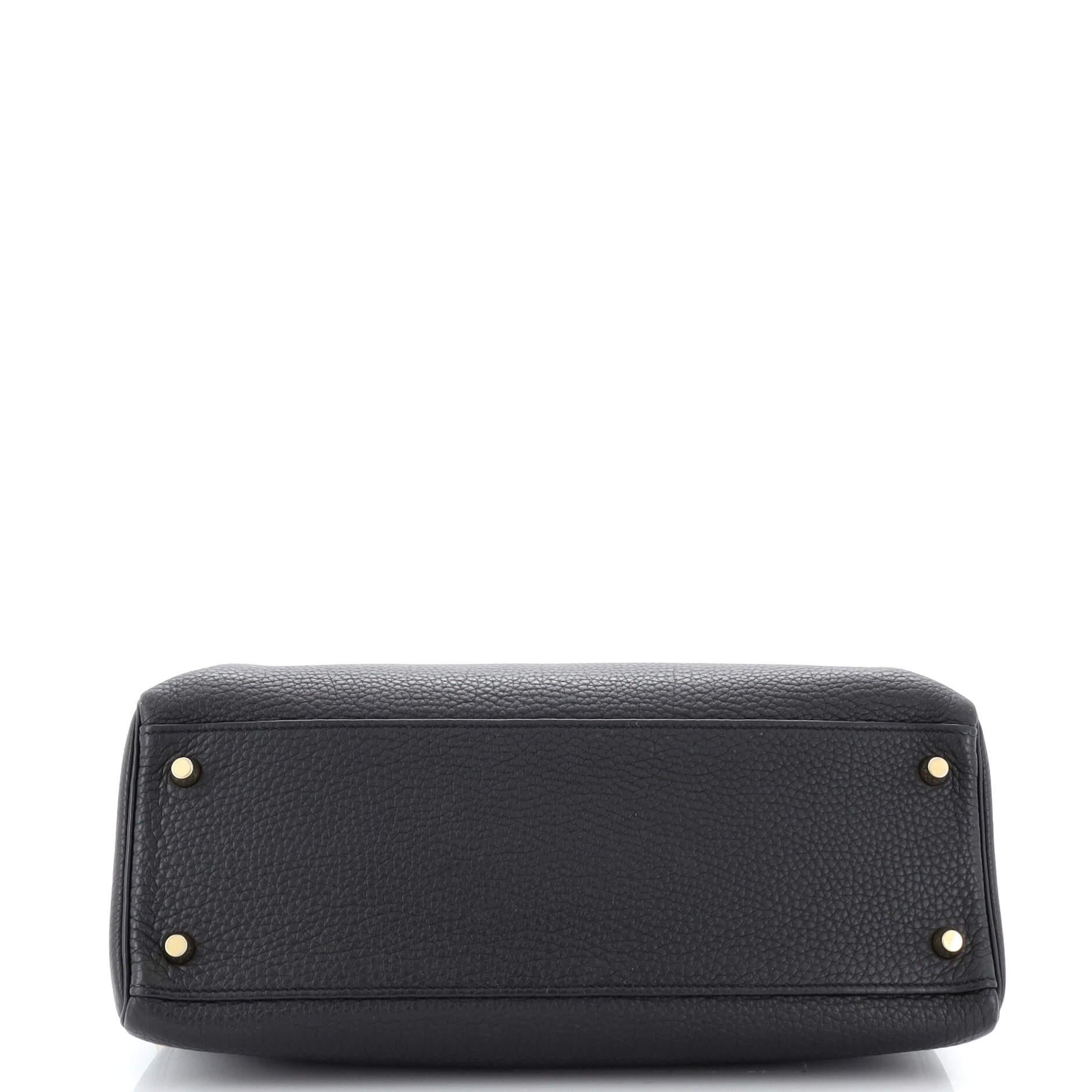 Women's Hermes Kelly Handbag Noir Togo with Gold Hardware 32