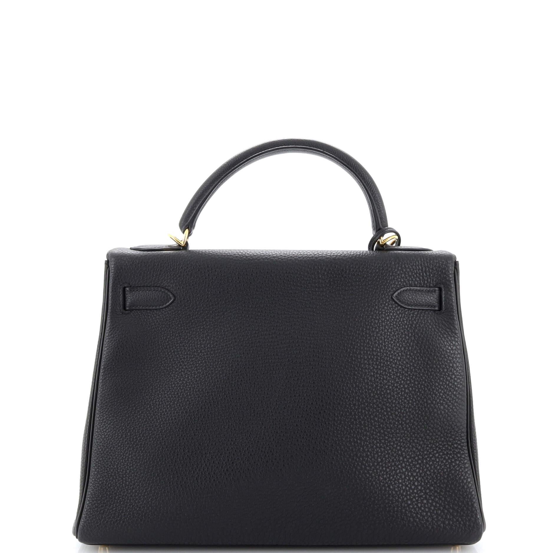 Women's or Men's Hermes Kelly Handbag Noir Togo with Gold Hardware 32