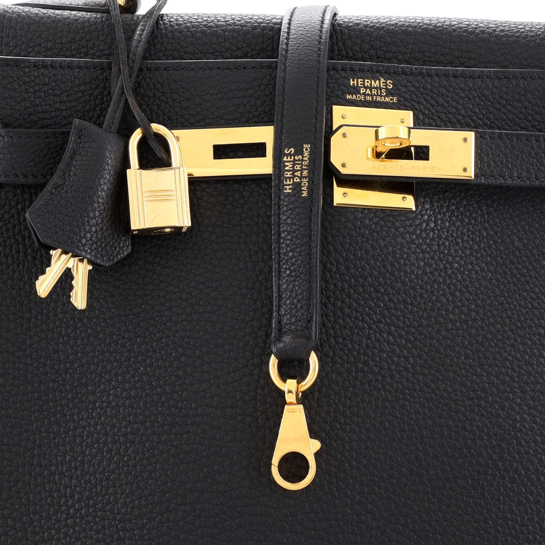 Hermes Kelly Handbag Noir Togo with Gold Hardware 32 3