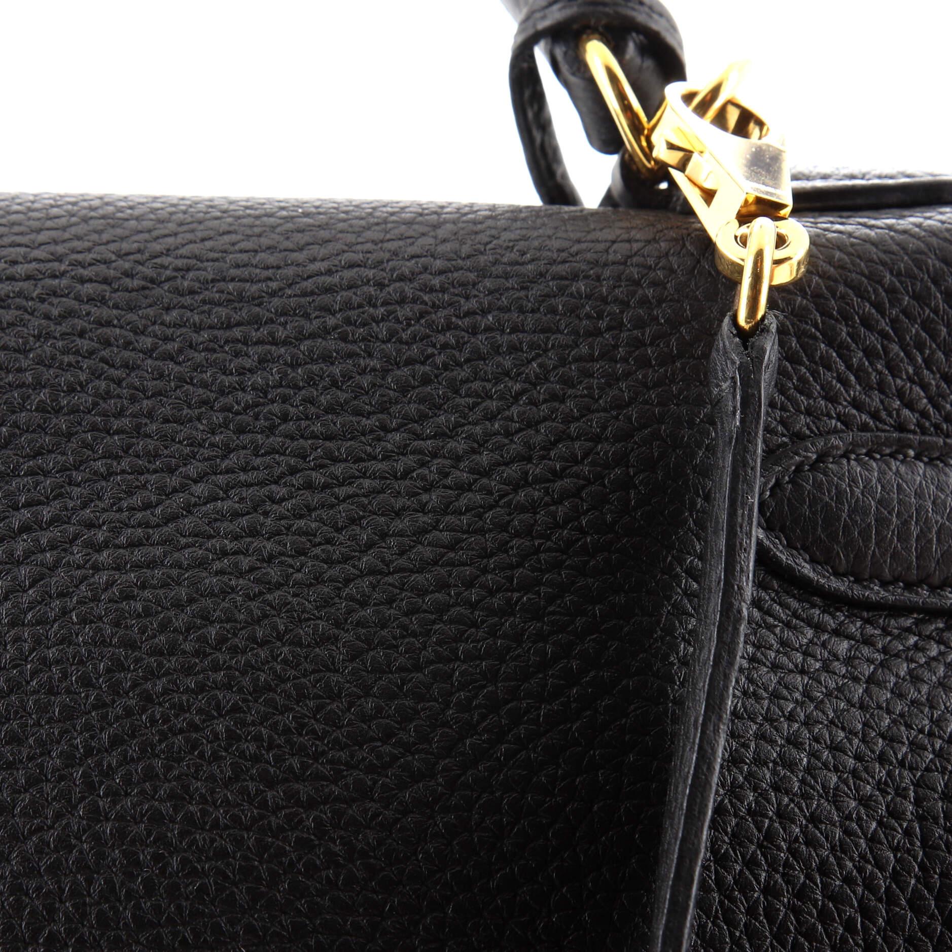 Hermes Kelly Handbag Noir Togo with Gold Hardware 32 For Sale 4