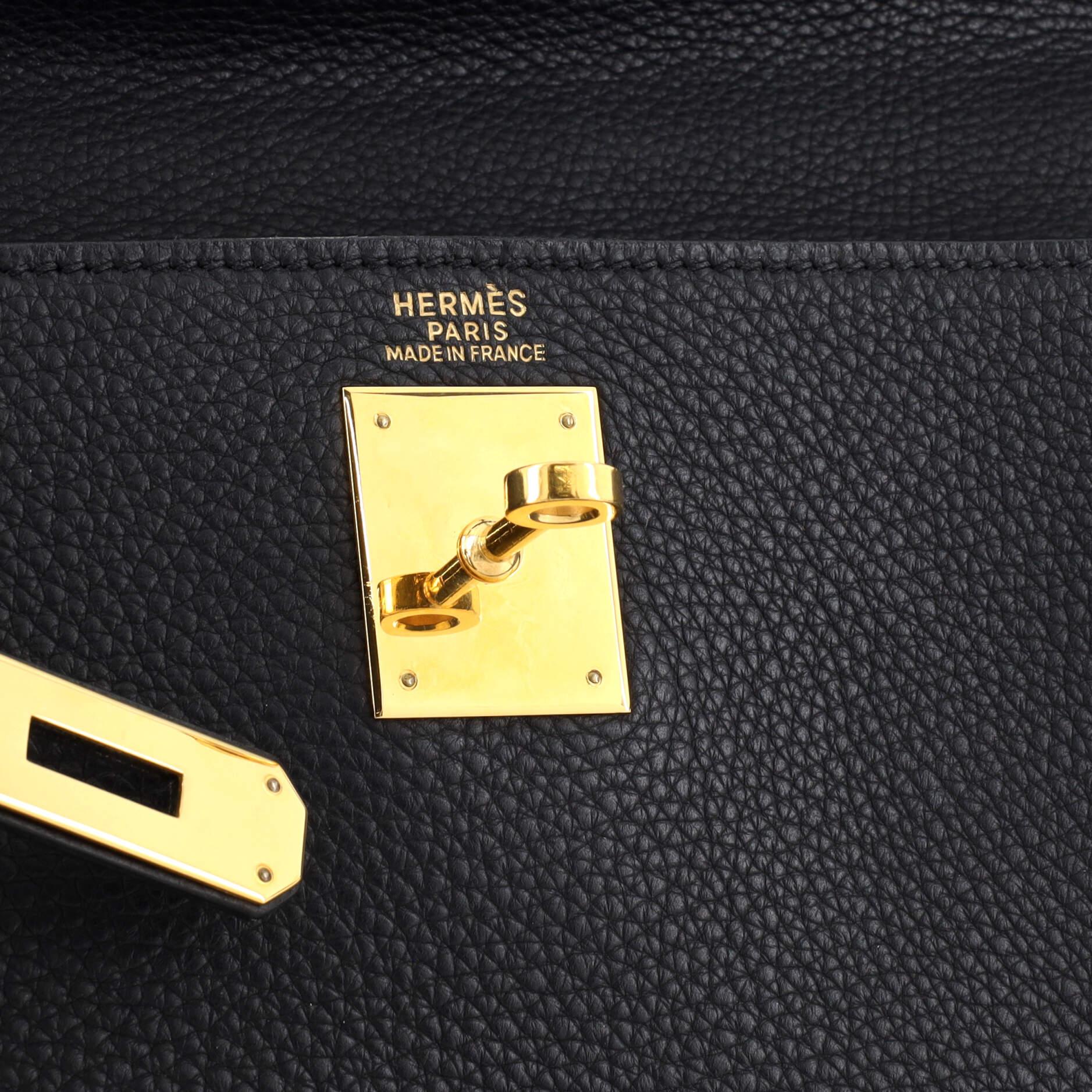 Hermes Kelly Handbag Noir Togo with Gold Hardware 32 5