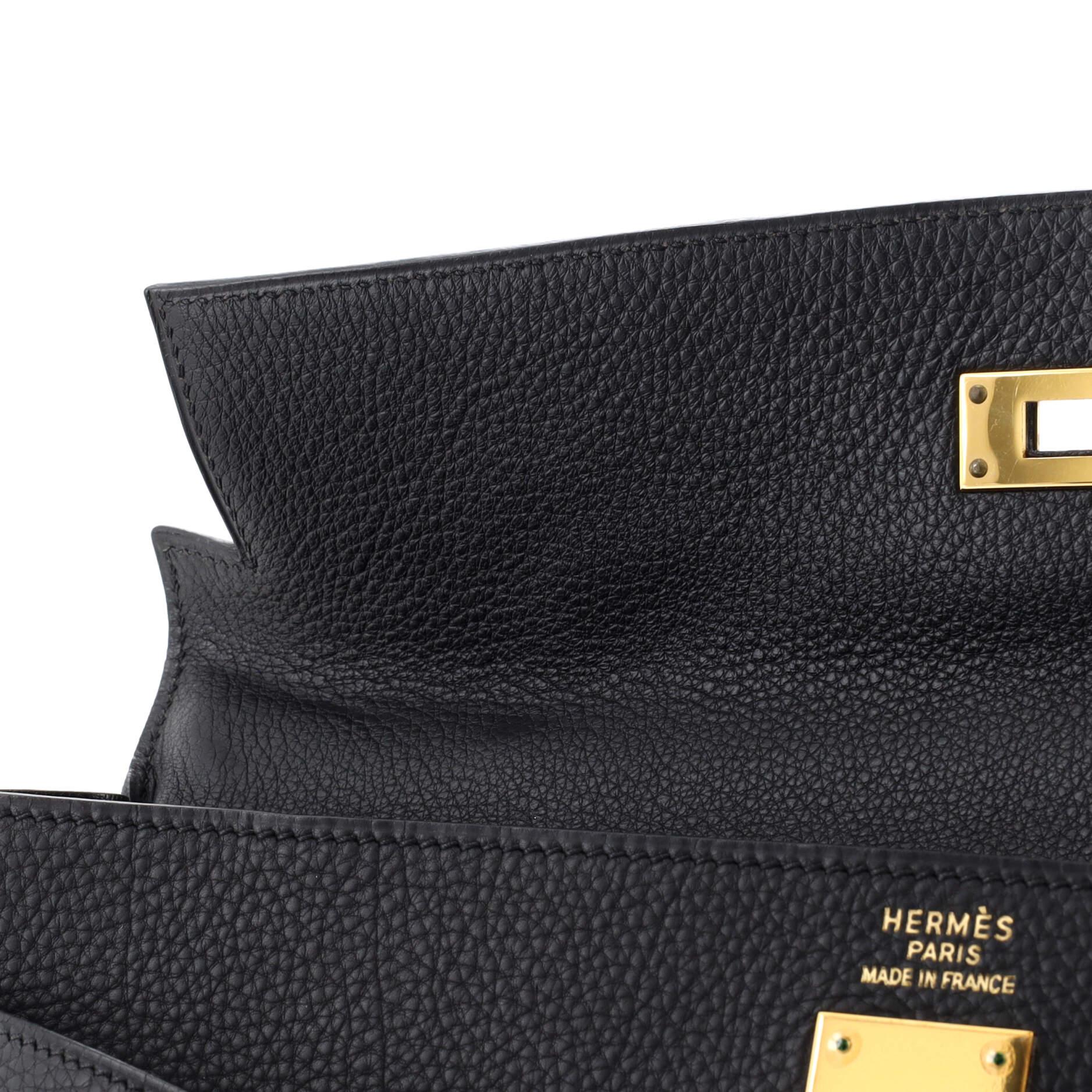 Hermes Kelly Handbag Noir Togo with Gold Hardware 35 6