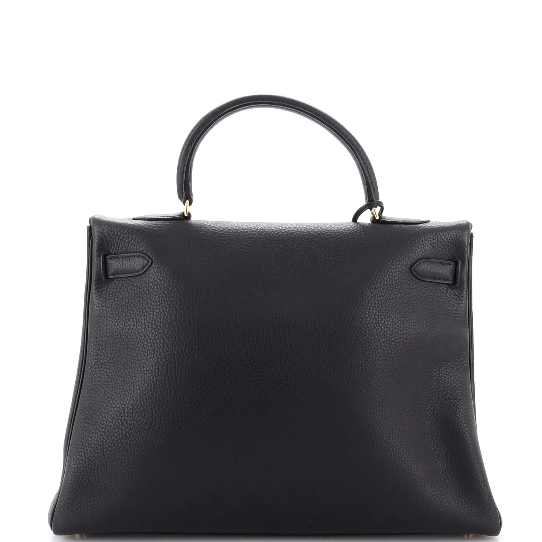 Women's or Men's Hermes Kelly Handbag Noir Togo with Gold Hardware 35