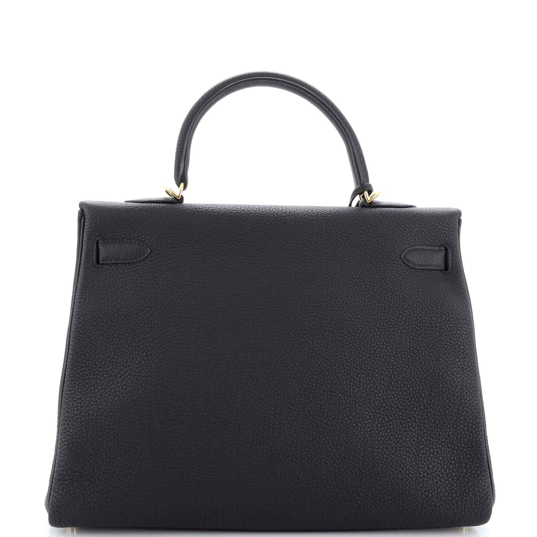 Women's Hermes Kelly Handbag Noir Togo with Gold Hardware 35