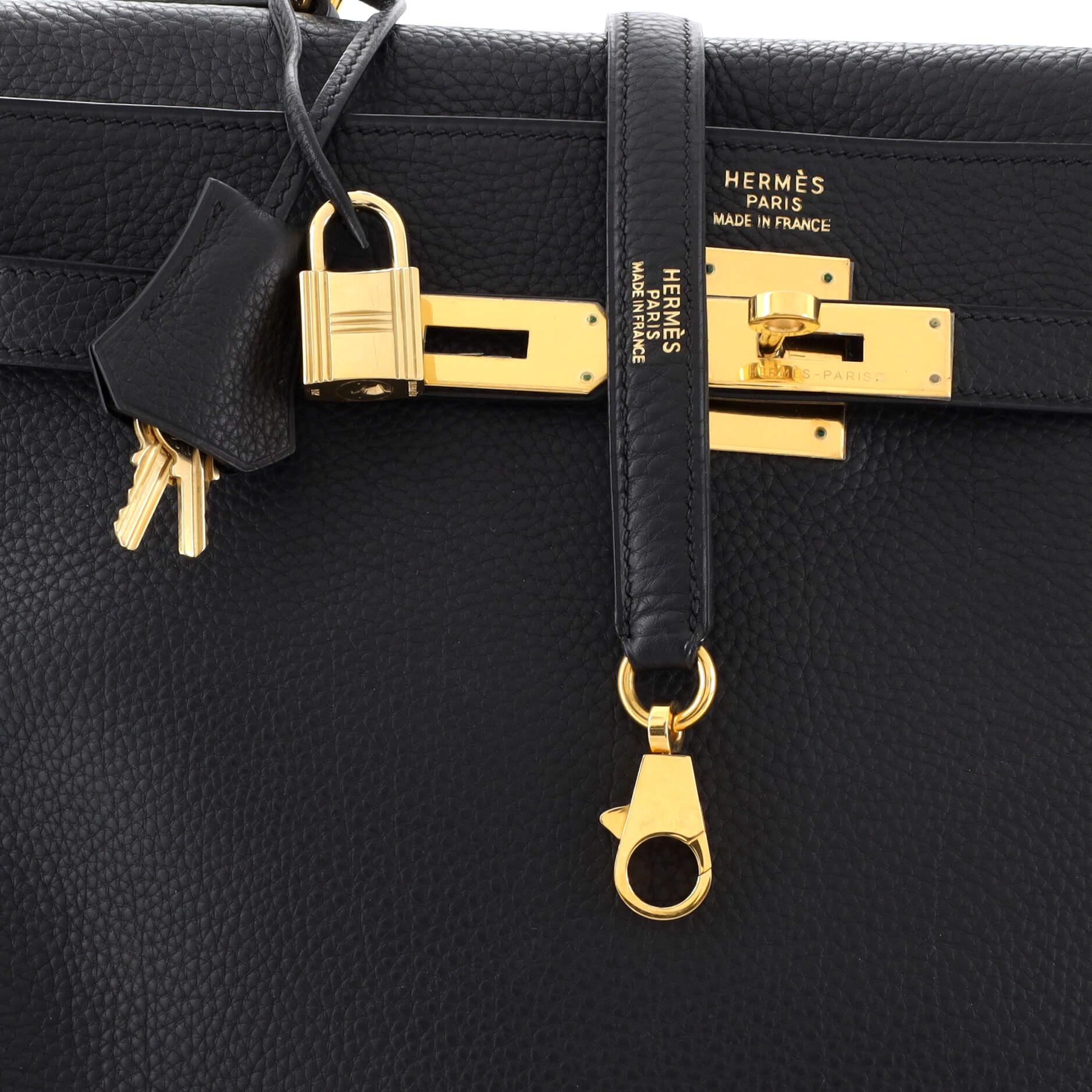 Hermes Kelly Handbag Noir Togo with Gold Hardware 35 3