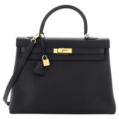 Hermes Kelly Handbag Noir Togo with Gold Hardware 35