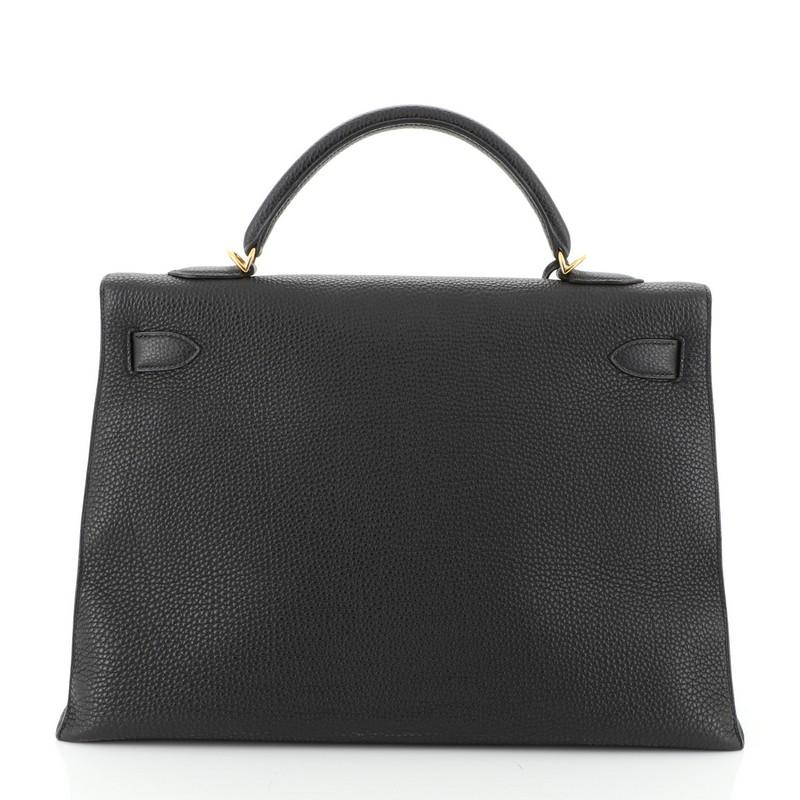 Hermes Kelly Handbag Noir Togo with Gold Hardware 40 (Schwarz)