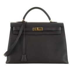 Hermes Kelly Handbag Noir Togo with Gold Hardware 40