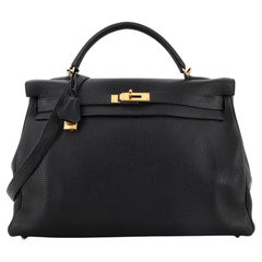 Hermes Kelly Handbag Noir Togo with Gold Hardware 40