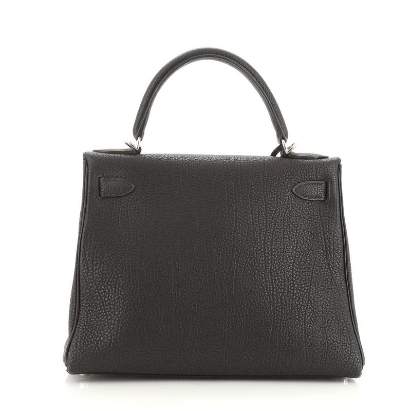 Hermes Kelly Handbag Noir Togo with Palladium Hardware 28 In Good Condition In NY, NY