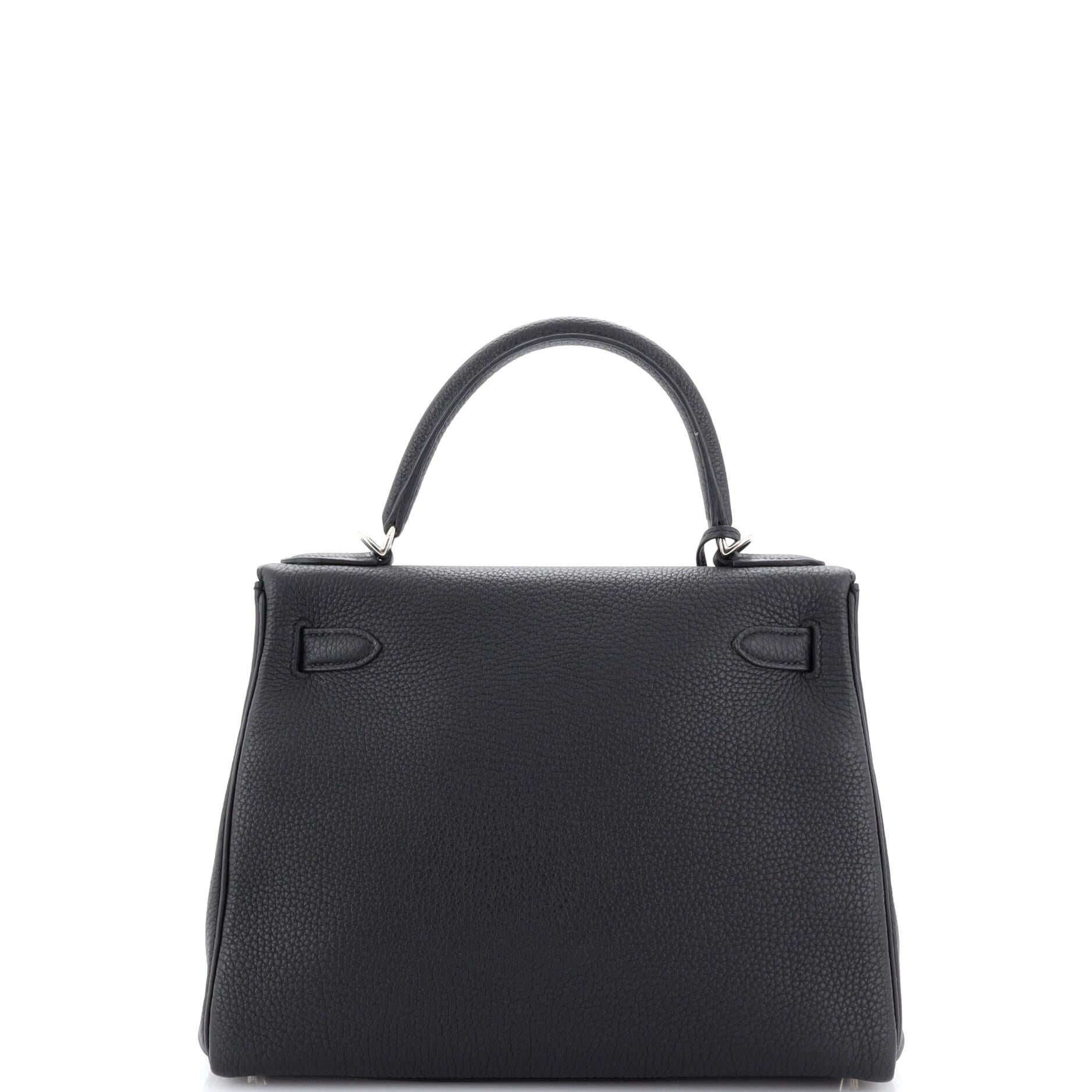 Women's or Men's Hermes Kelly Handbag Noir Togo with Palladium Hardware 28