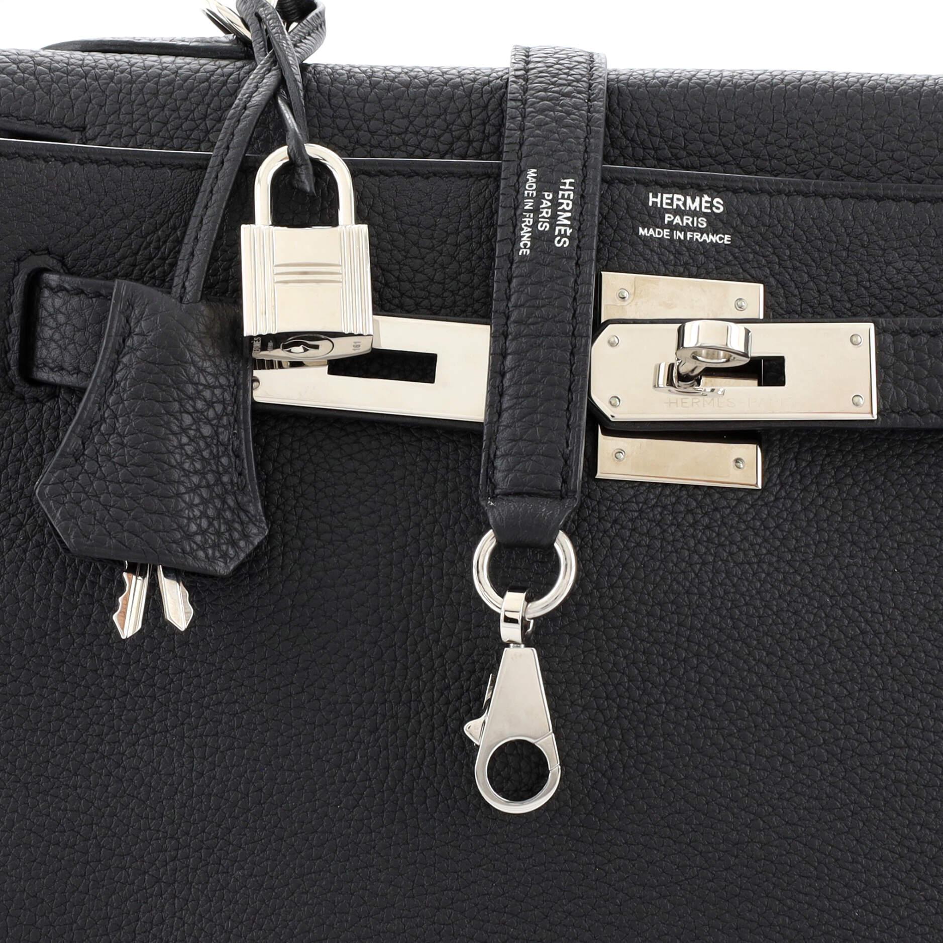Hermes Kelly Handbag Noir Togo with Palladium Hardware 28 3