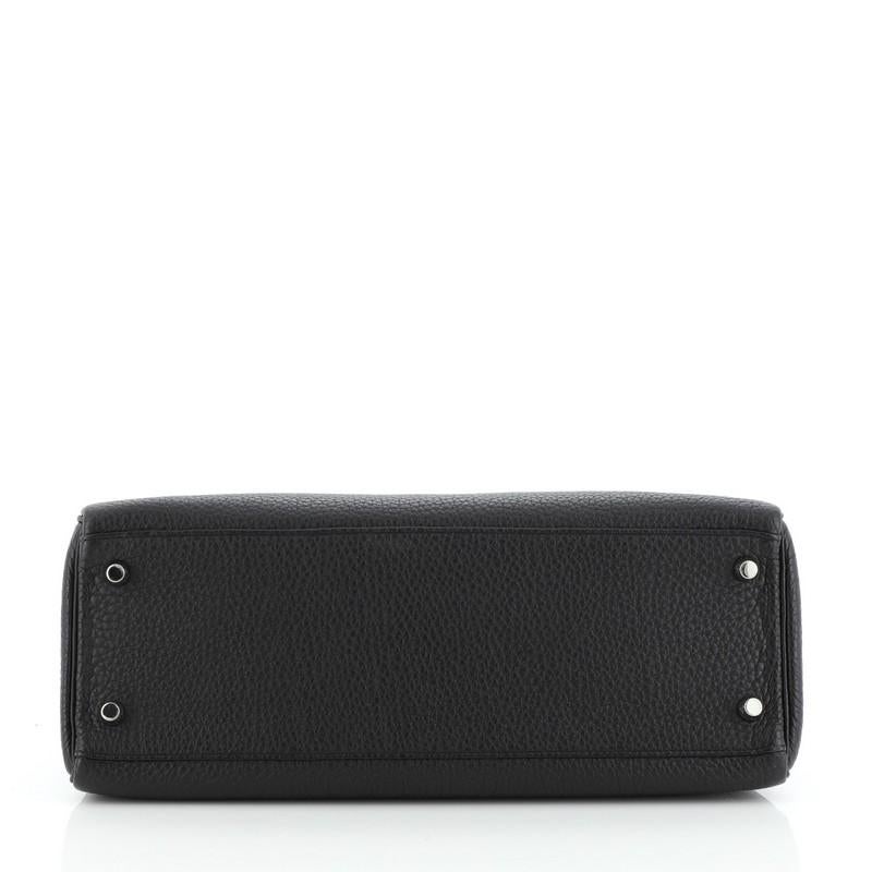 Women's or Men's Hermes Kelly Handbag Noir Togo with Palladium Hardware 32