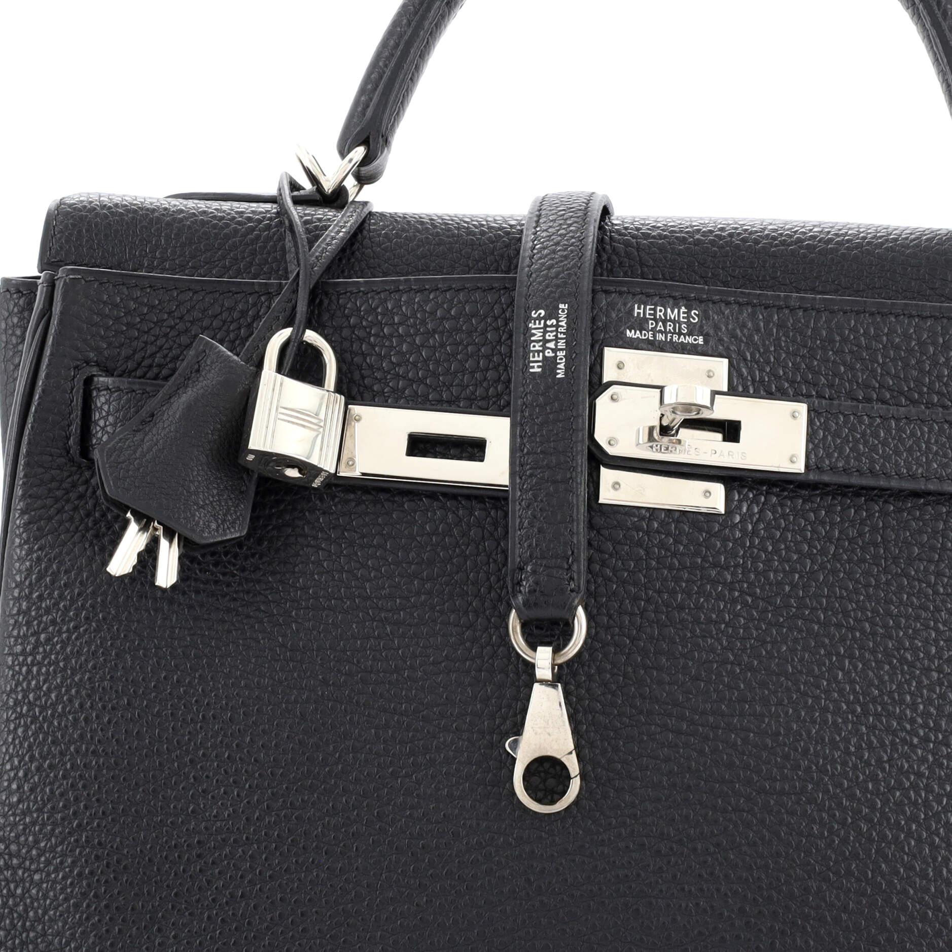 Hermes Kelly Handbag Noir Togo with Palladium Hardware 32 3