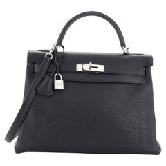 Hermes Kelly Handbag Noir Togo with Palladium Hardware 32