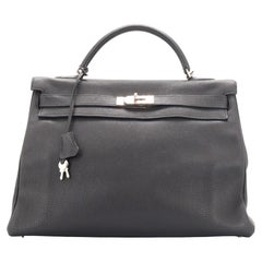 Hermes Kelly Handbag Noir Togo with Palladium Hardware 40