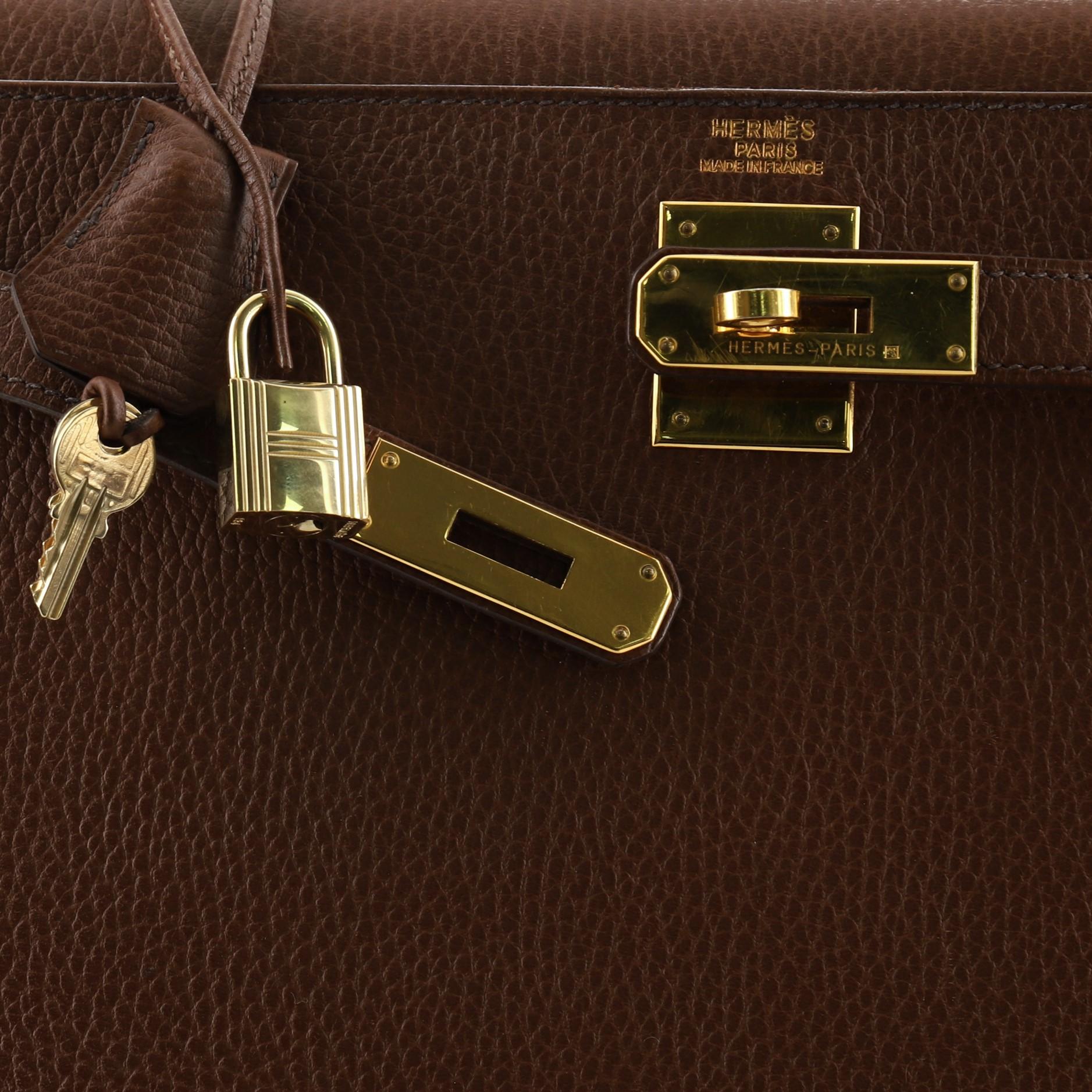 Hermes Kelly Handbag Noisette Ardennes with Gold Hardware 32 1