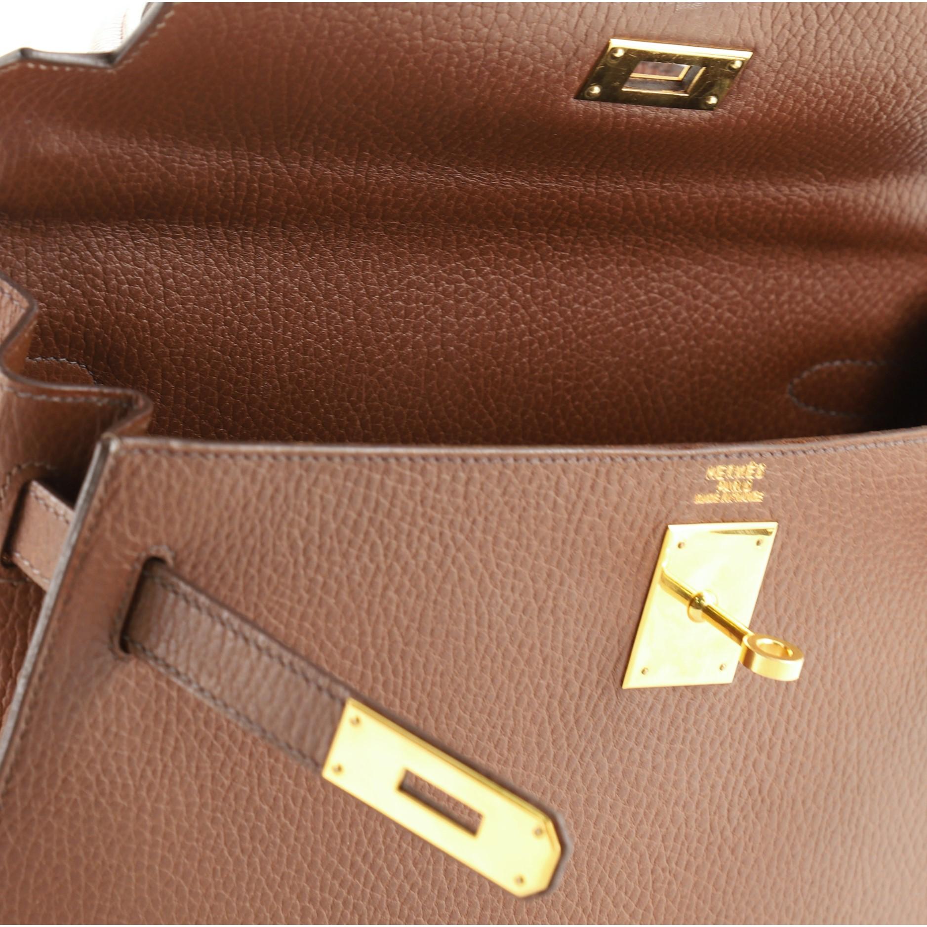 Hermes Kelly Handbag Noisette Ardennes with Gold Hardware 32 4
