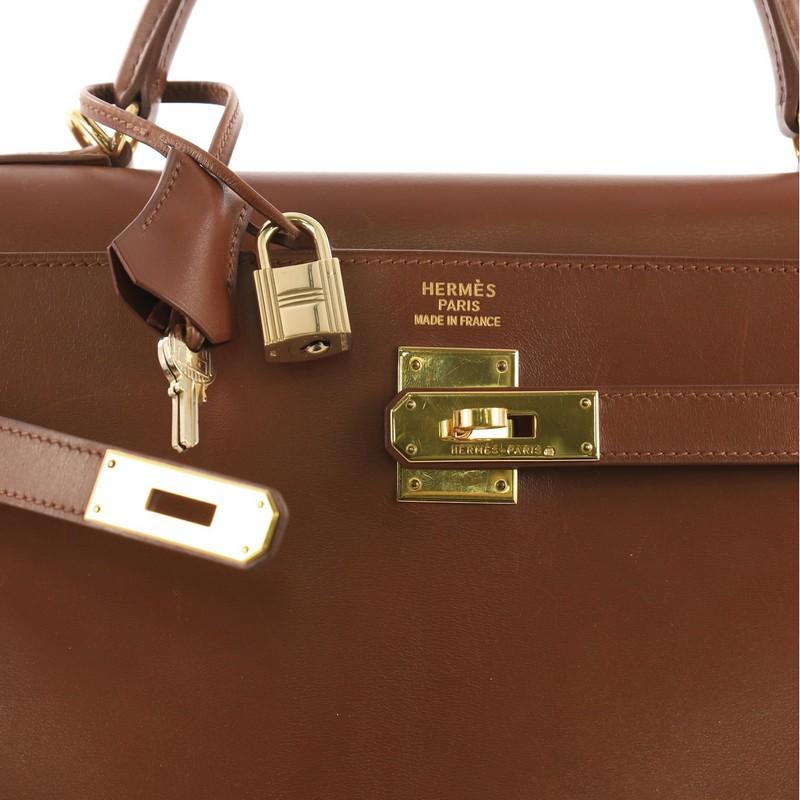 Hermes Kelly Handbag Noisette Box Calf with Gold Hardware 35 3