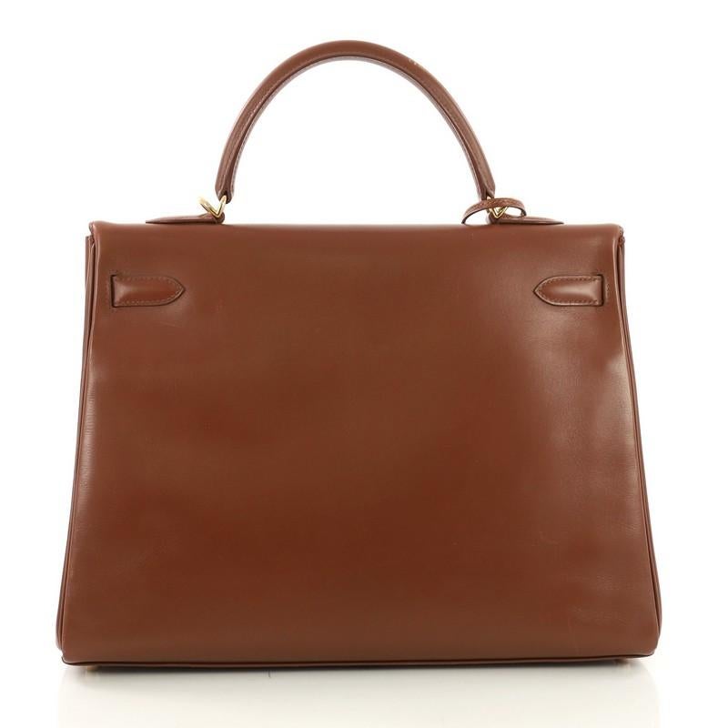 Hermès Kelly Sac à main Noisette Box Calf with Gold Hardware 35 Bon état à NY, NY