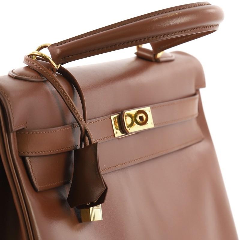 Women's Hermes Kelly Handbag Noisette Box Calf with Gold Hardware 35
