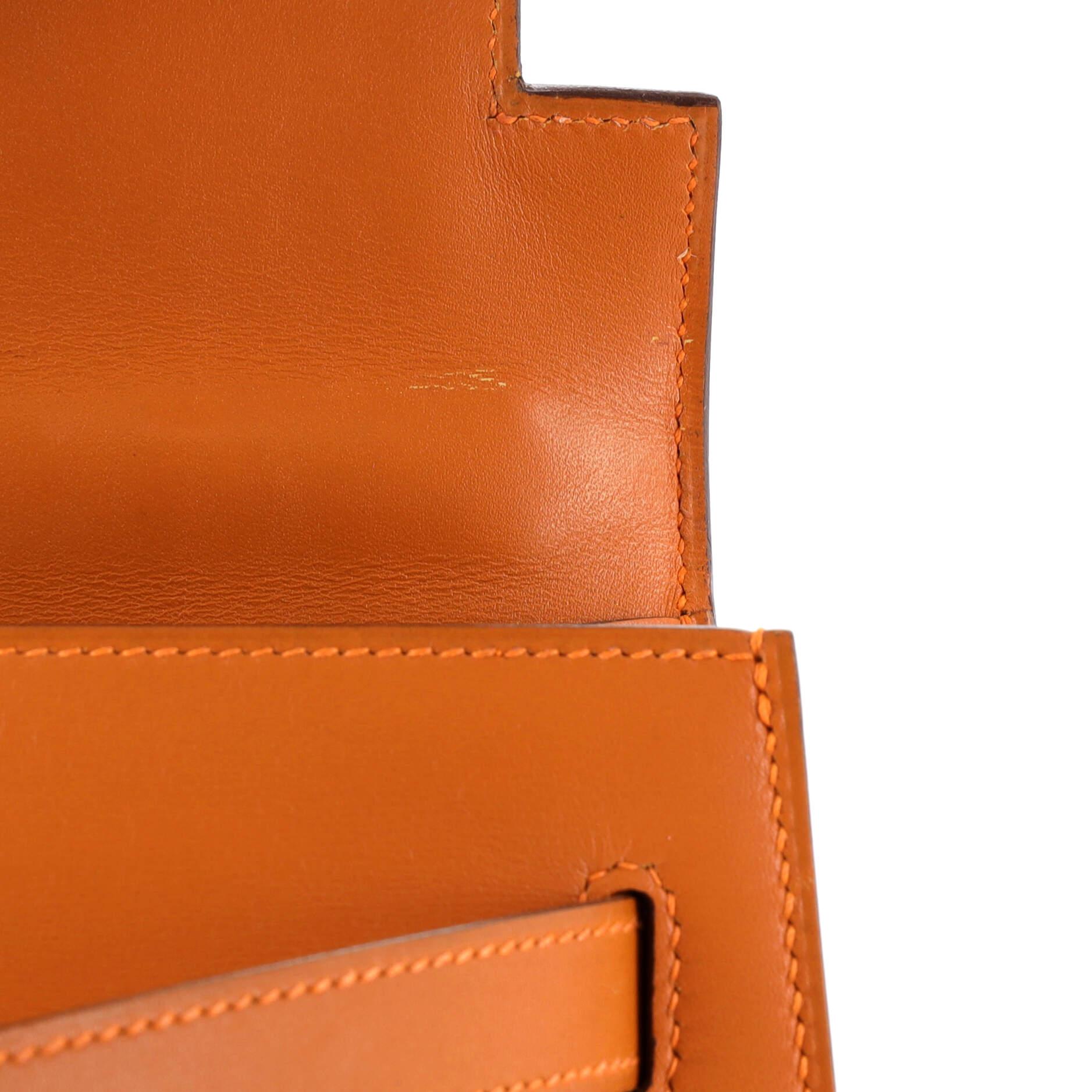 Hermes Kelly Handbag Orange H Box Calf with Palladium Hardware 32 For Sale 6