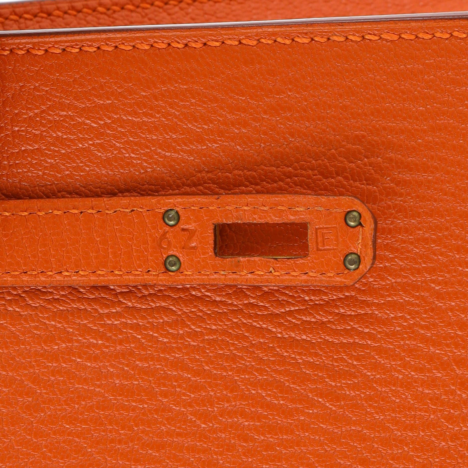 Hermes Kelly Handbag Orange H Chevre de Coromandel with Gold Hardware 25 7