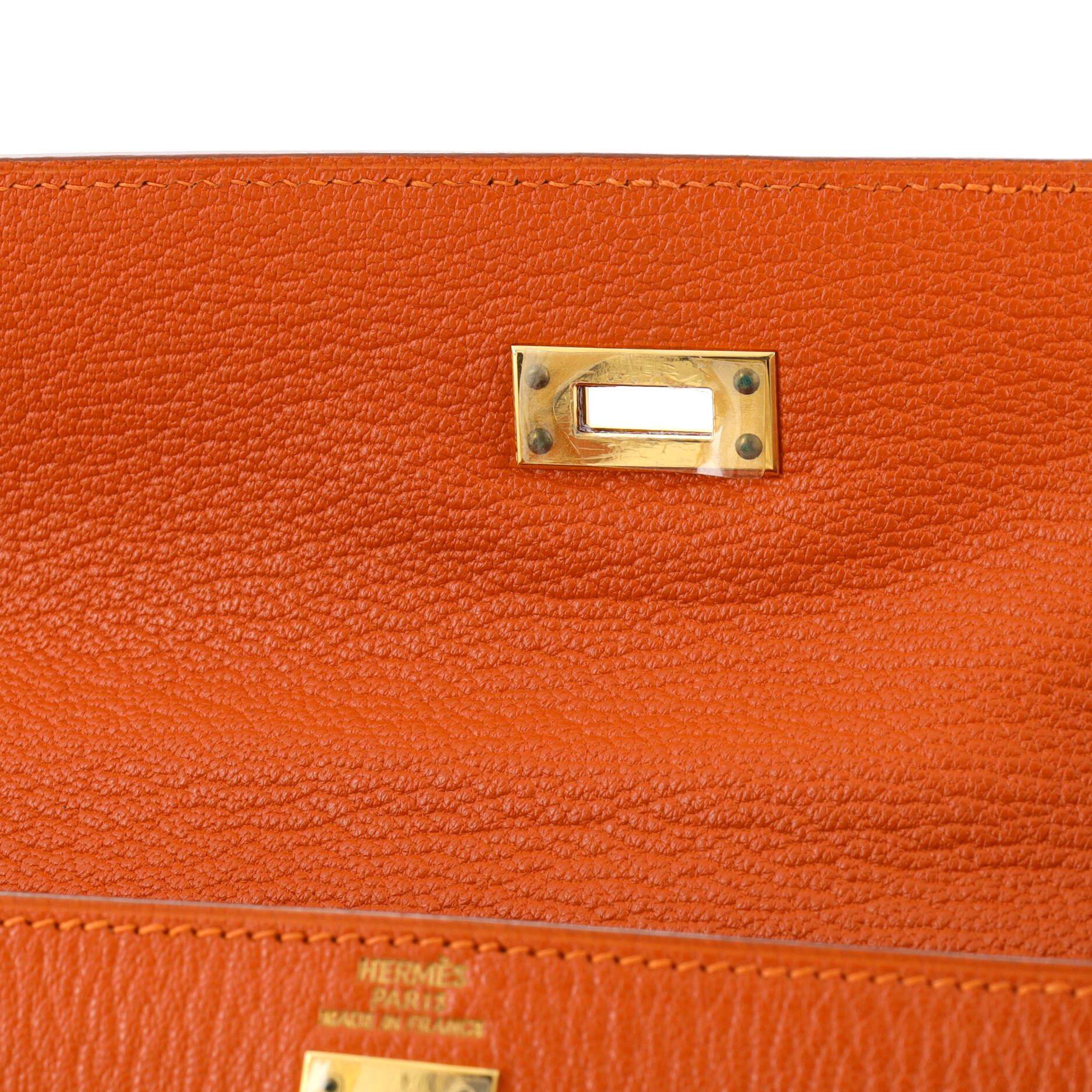 Hermes Kelly Handbag Orange H Chevre de Coromandel with Gold Hardware 25 5