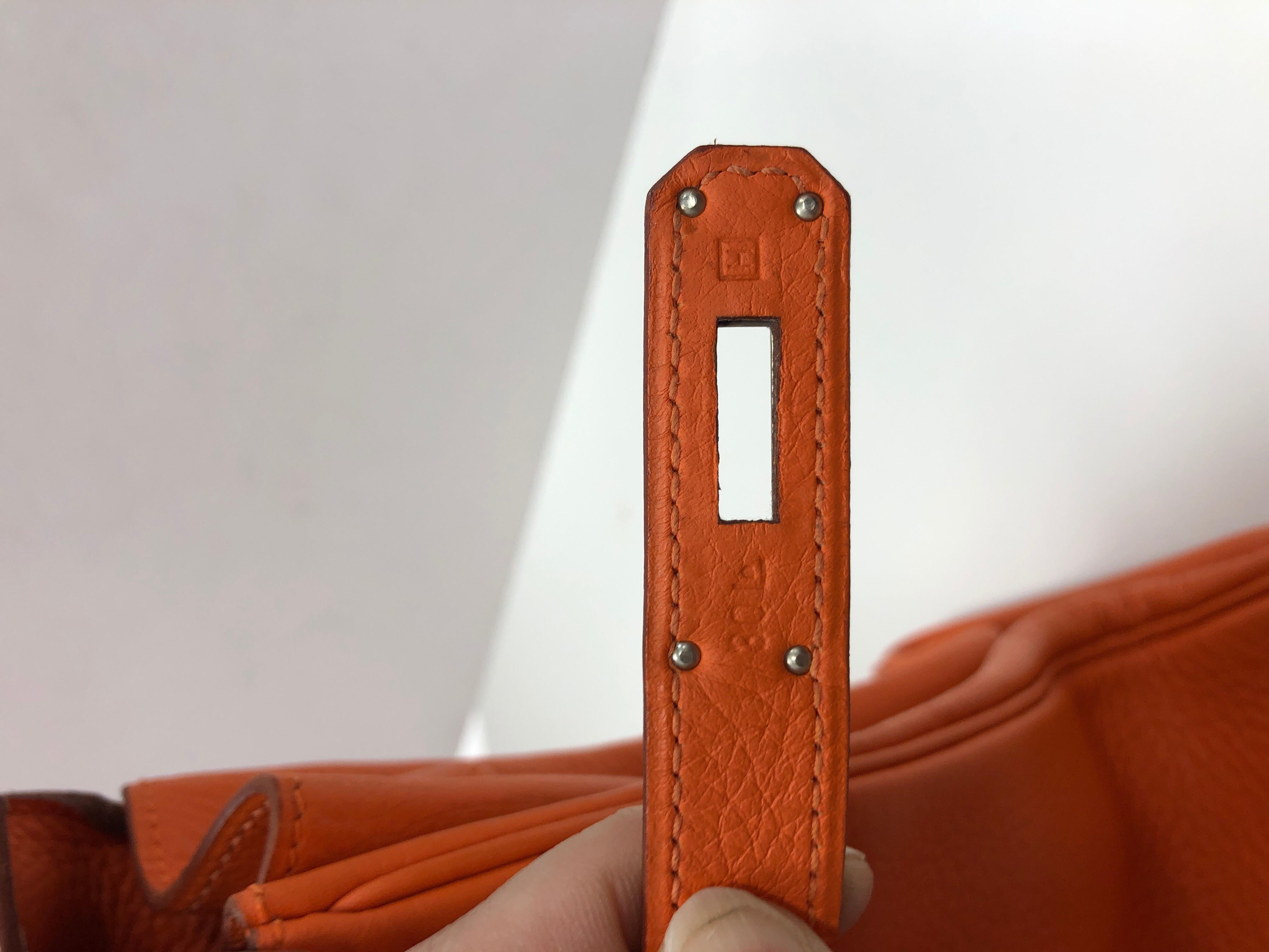 Hermes Kelly Handbag Orange H Clemence With Palladium Hardware 35  6