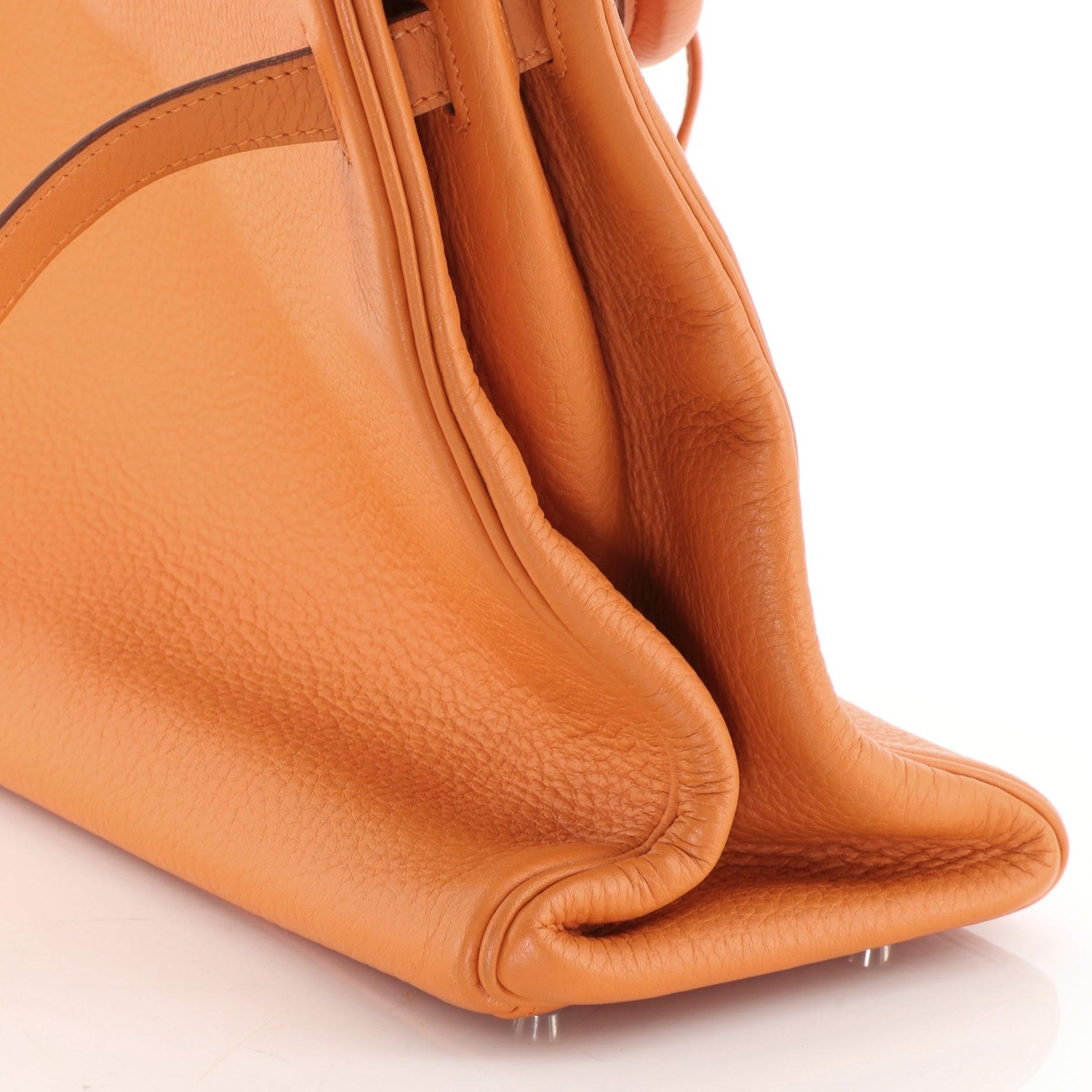 Hermes Kelly Handbag Orange H Clemence With Palladium Hardware 35  5