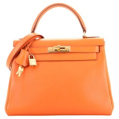 Hermes Kelly Handbag Orange H Gulliver with Gold Hardware 28