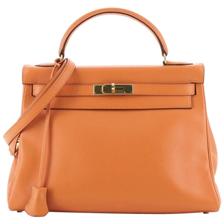 Hermes Kelly Handbag Orange H Gulliver with Gold Hardware 32