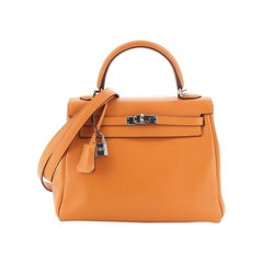 Hermes Kelly Handbag Orange H Gulliver With Palladium Hardware 25