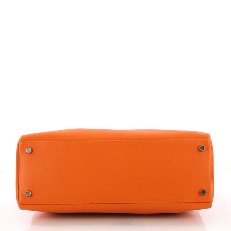Hermes Kelly Handbag Orange H Gulliver with Palladium Hardware 32 at ...