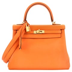 Hermes Kelly Handbag Orange H Swift with Gold Hardware 25