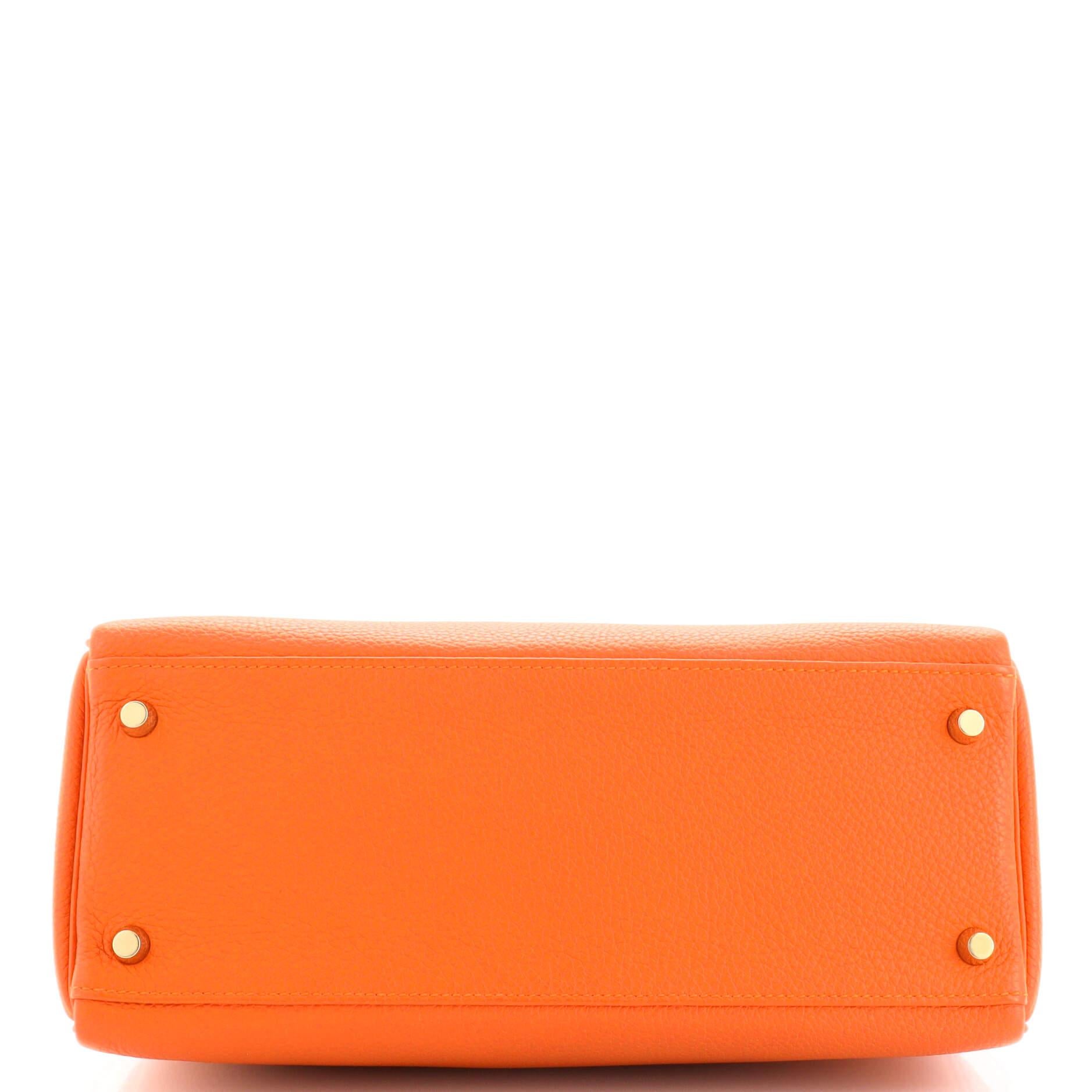 Hermes Kelly Handbag Orange H Togo with Gold Hardware 28 In Good Condition In NY, NY