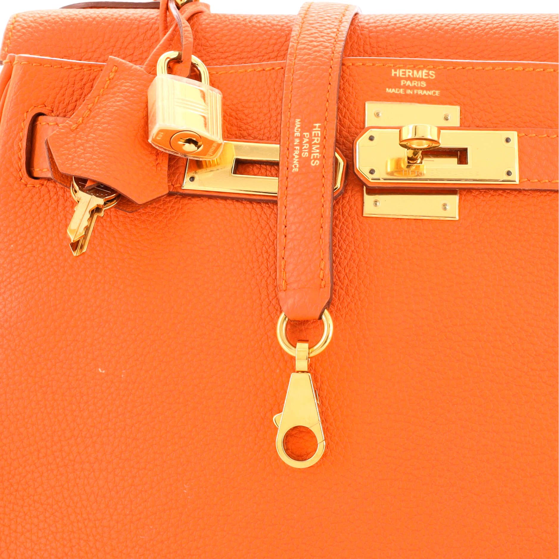 Hermes Kelly Handbag Orange H Togo with Gold Hardware 28 1