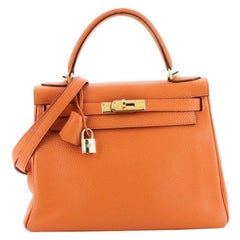 Hermes Kelly Handbag Orange H Togo with Gold Hardware 28