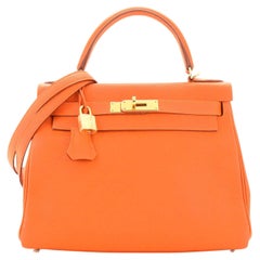 Hermes Kelly Handbag Orange H Togo with Gold Hardware 28