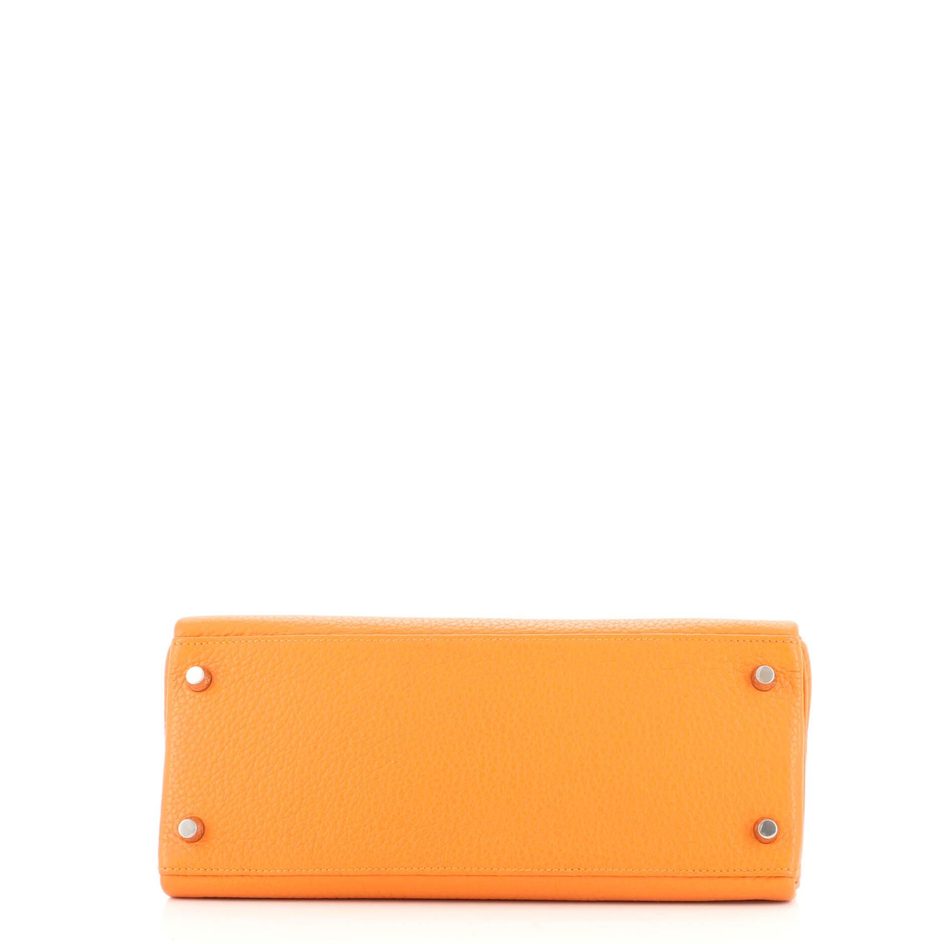 Women's or Men's Hermes Kelly Handbag Orange H Togo with Palladium Hardware 28