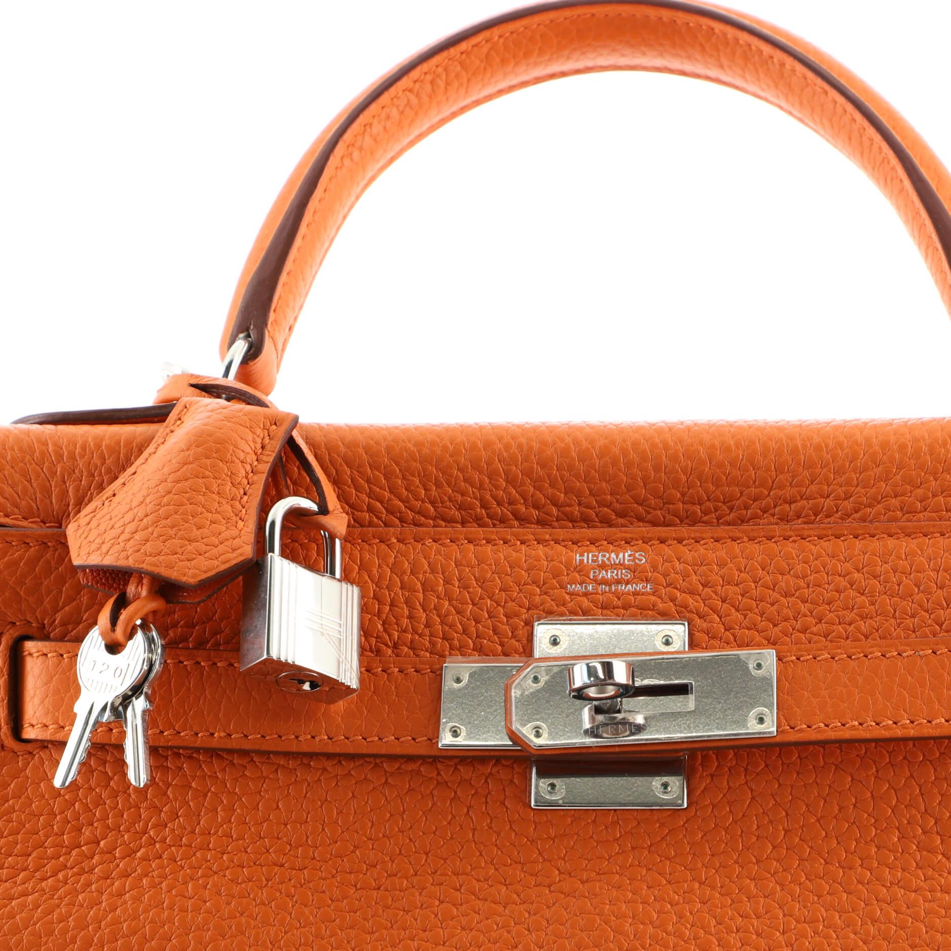 Hermes Kelly Handbag Orange H Togo with Palladium Hardware 28 2