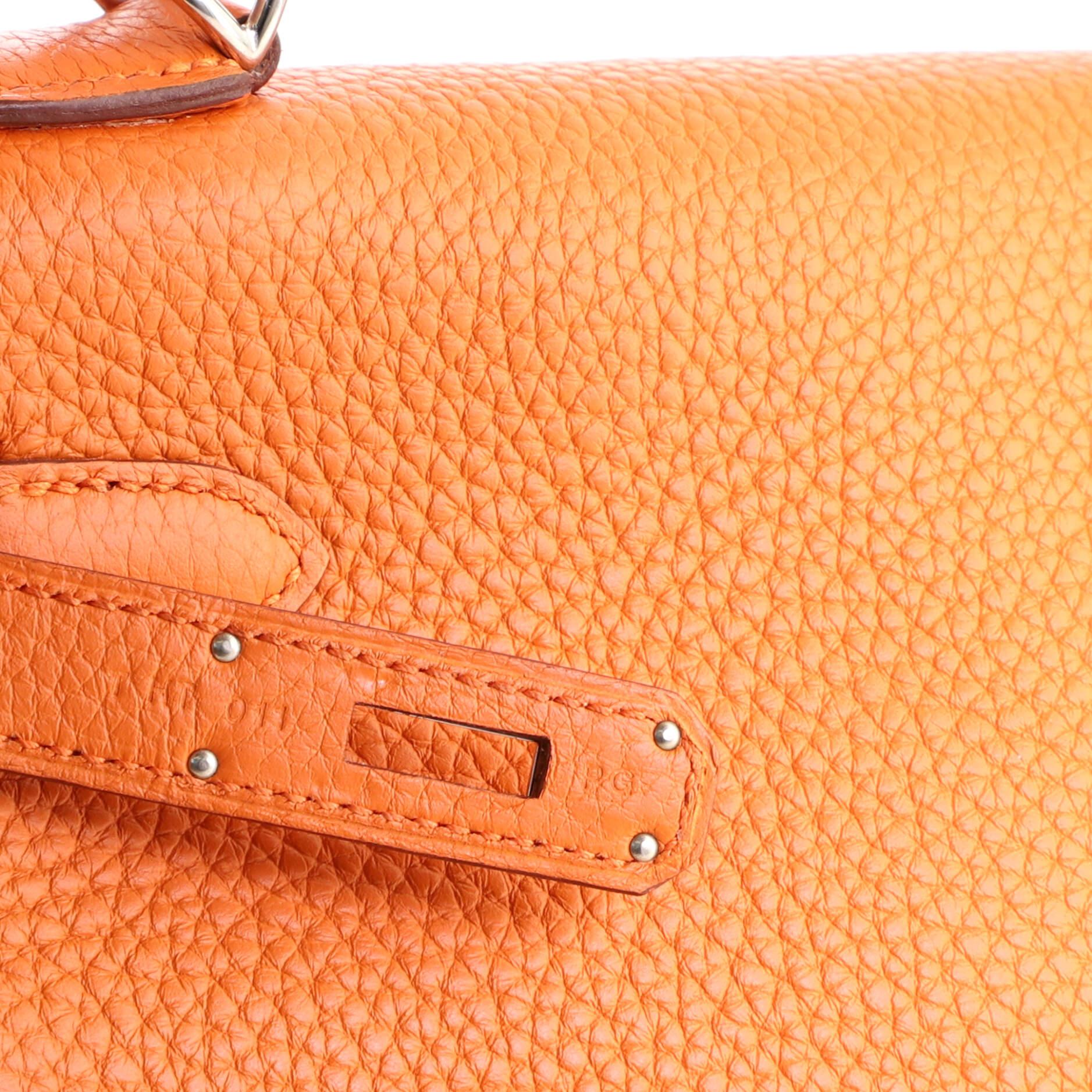 Hermes Kelly Handbag Orange H Togo with Palladium Hardware 28 3