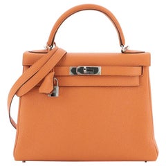 Hermes Kelly Handbag Orange H Togo with Palladium Hardware 28