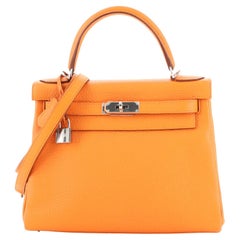 Hermes Kelly Handbag Orange H Togo with Palladium Hardware 28