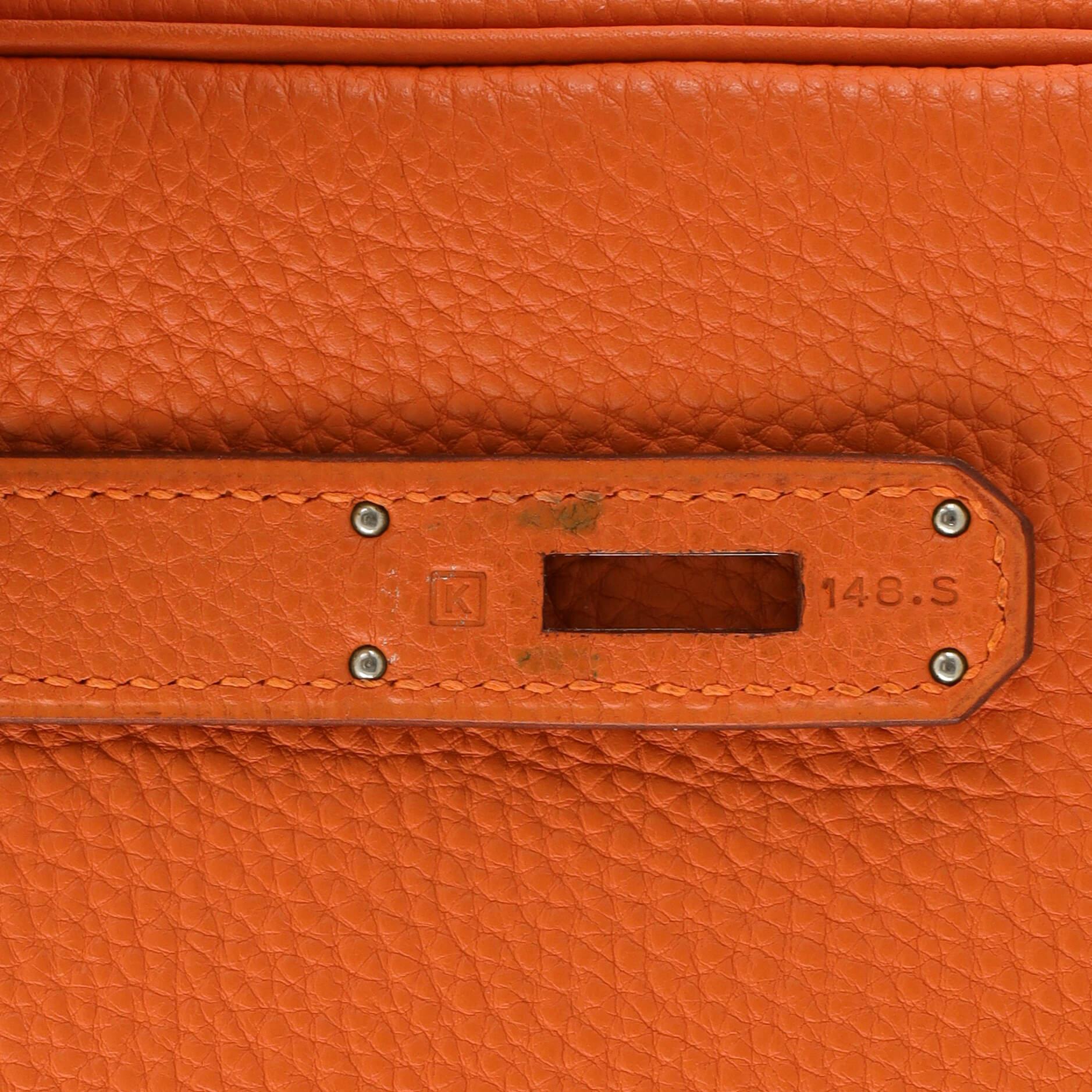 Hermes Kelly Handbag Orange H Togo with Palladium Hardware 32 7