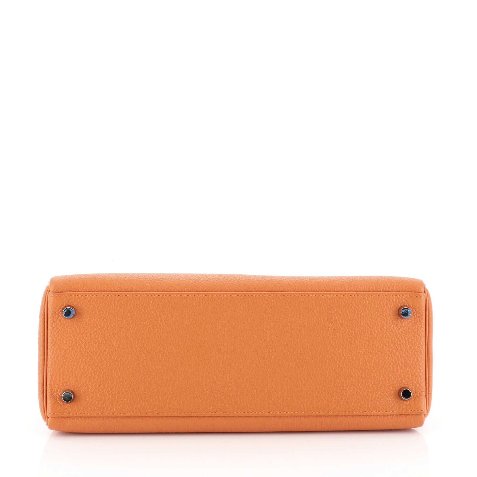 Women's Hermes Kelly Handbag Orange H Togo with Palladium Hardware 32