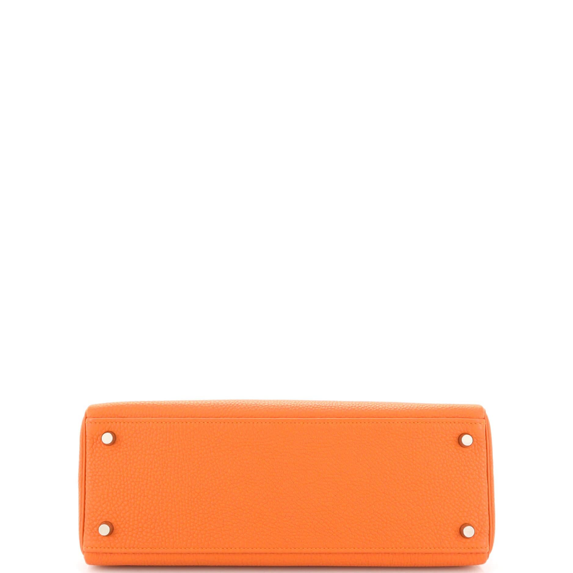 Women's or Men's Hermes Kelly Handbag Orange H Togo with Palladium Hardware 32
