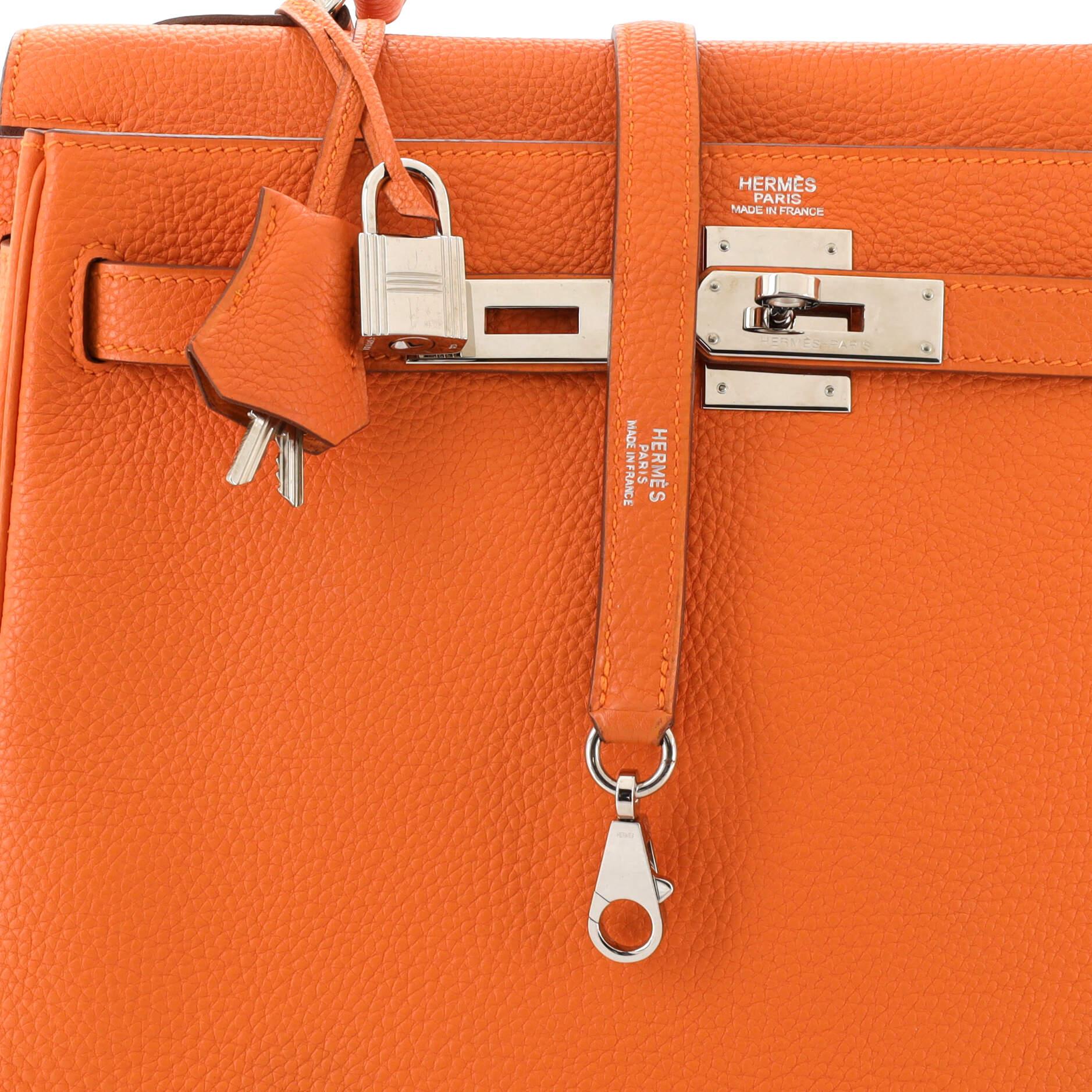 Hermes Kelly Handbag Orange H Togo with Palladium Hardware 32 2